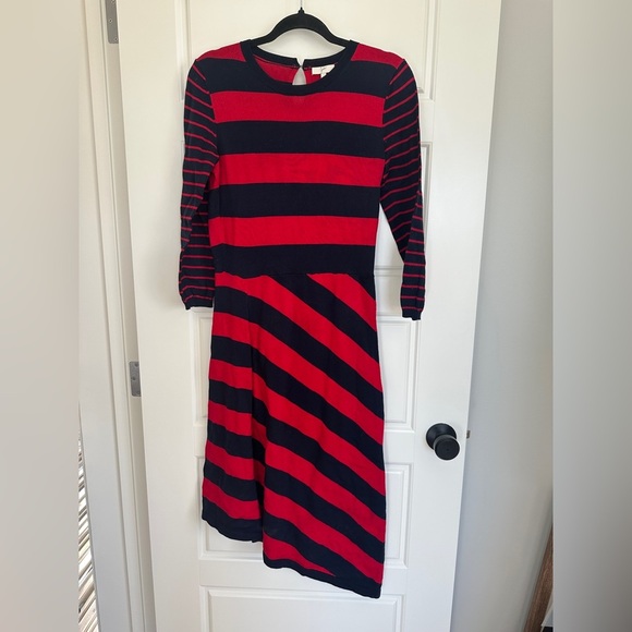 Joie Red and Blue Long Sleeve Sweater Dress - Picture 1 of 5
